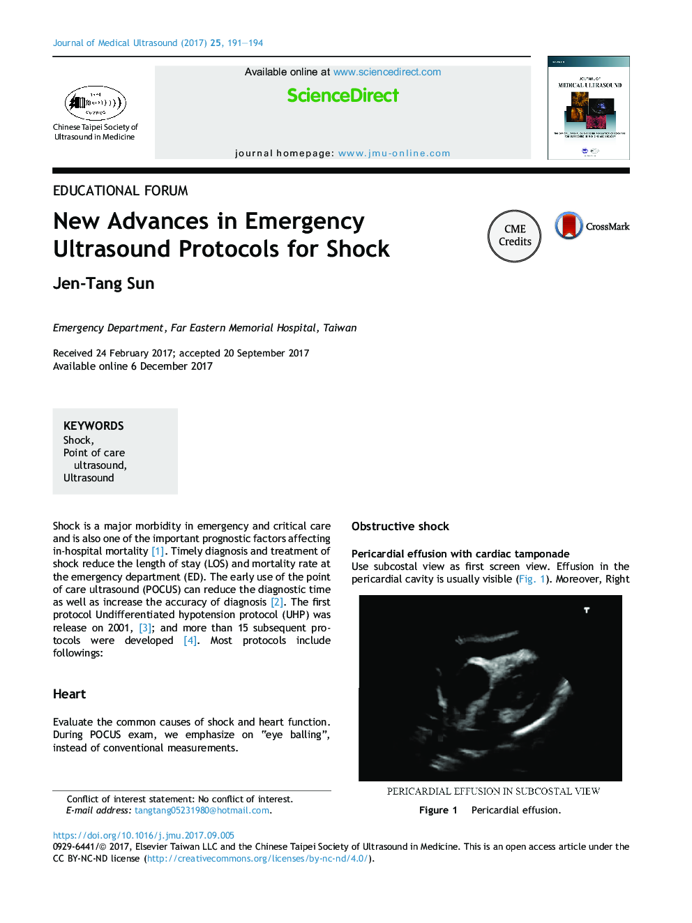 New Advances in Emergency Ultrasound Protocols for Shock