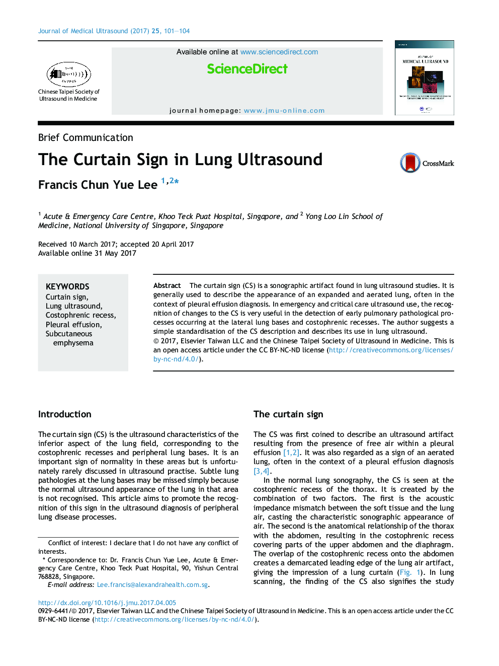 The Curtain Sign in Lung Ultrasound