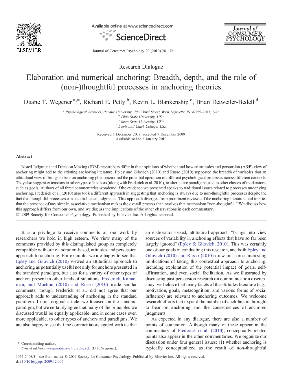 Elaboration and numerical anchoring: Breadth, depth, and the role of (non-)thoughtful processes in anchoring theories