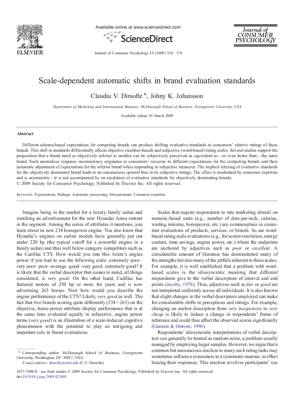 Scale-dependent automatic shifts in brand evaluation standards