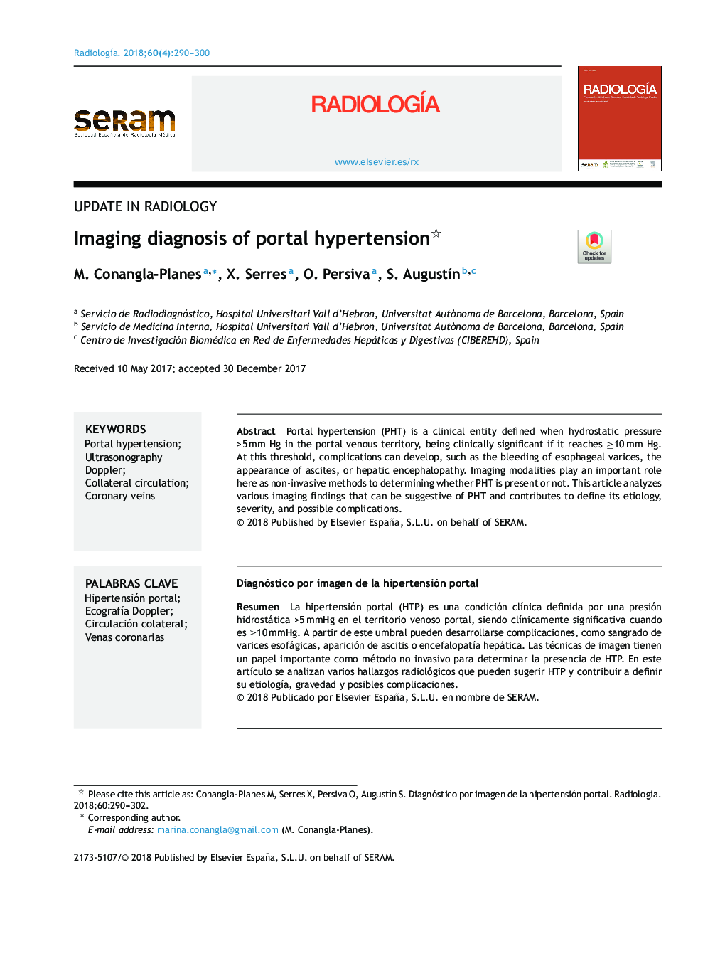 Imaging diagnosis of portal hypertension