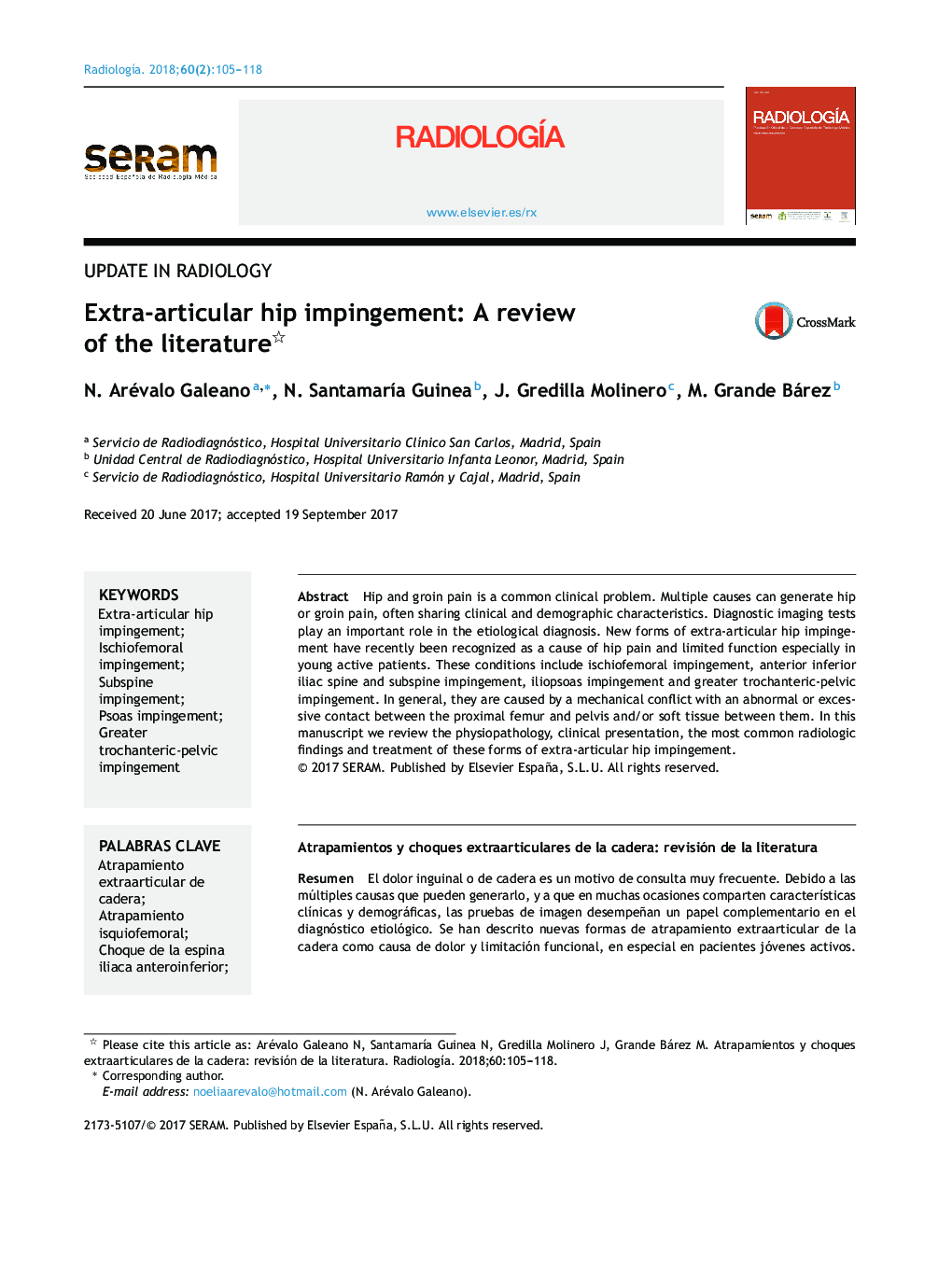 Extra-articular hip impingement: A review of the literature