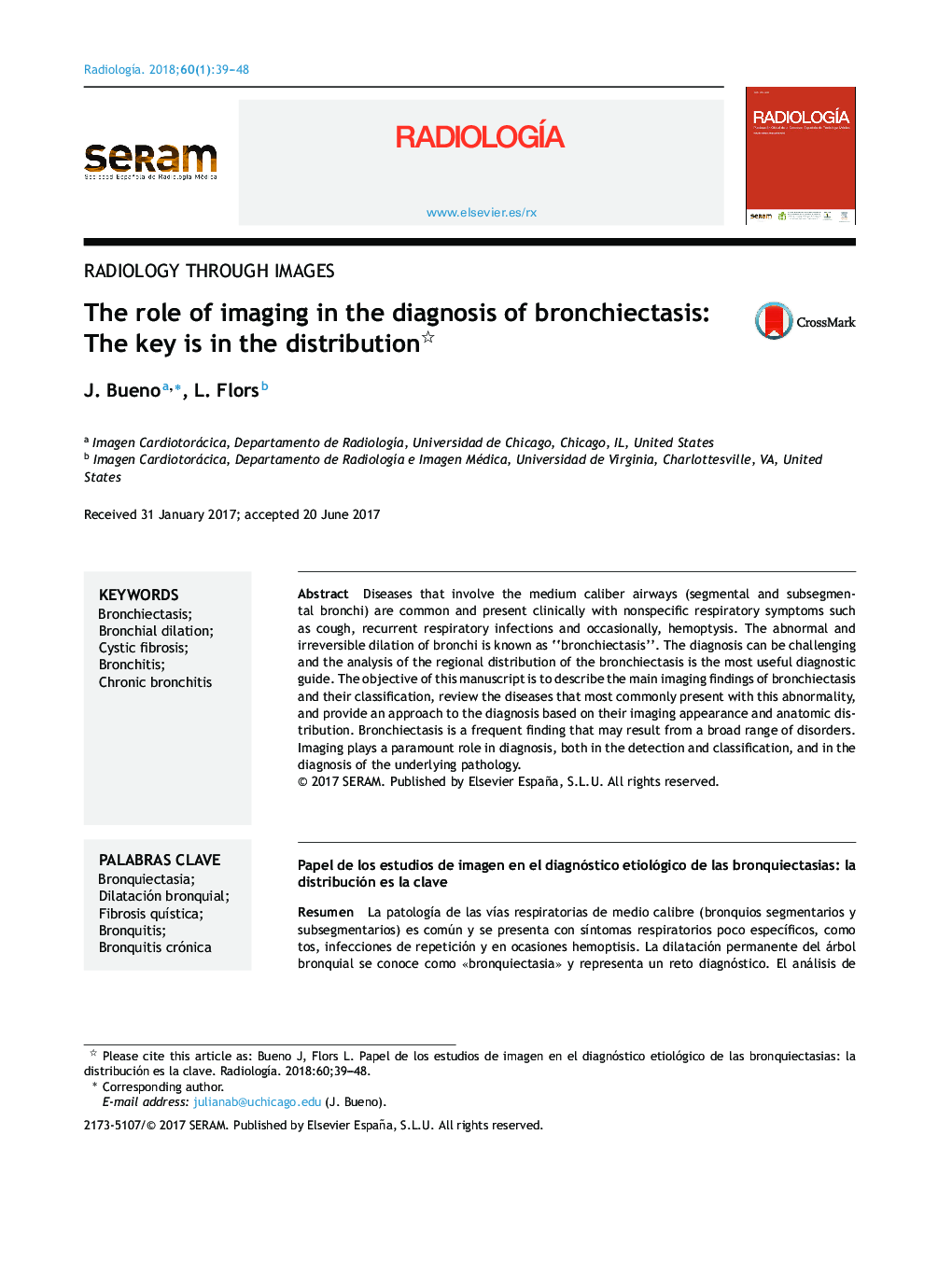 The role of imaging in the diagnosis of bronchiectasis: The key is in the distribution