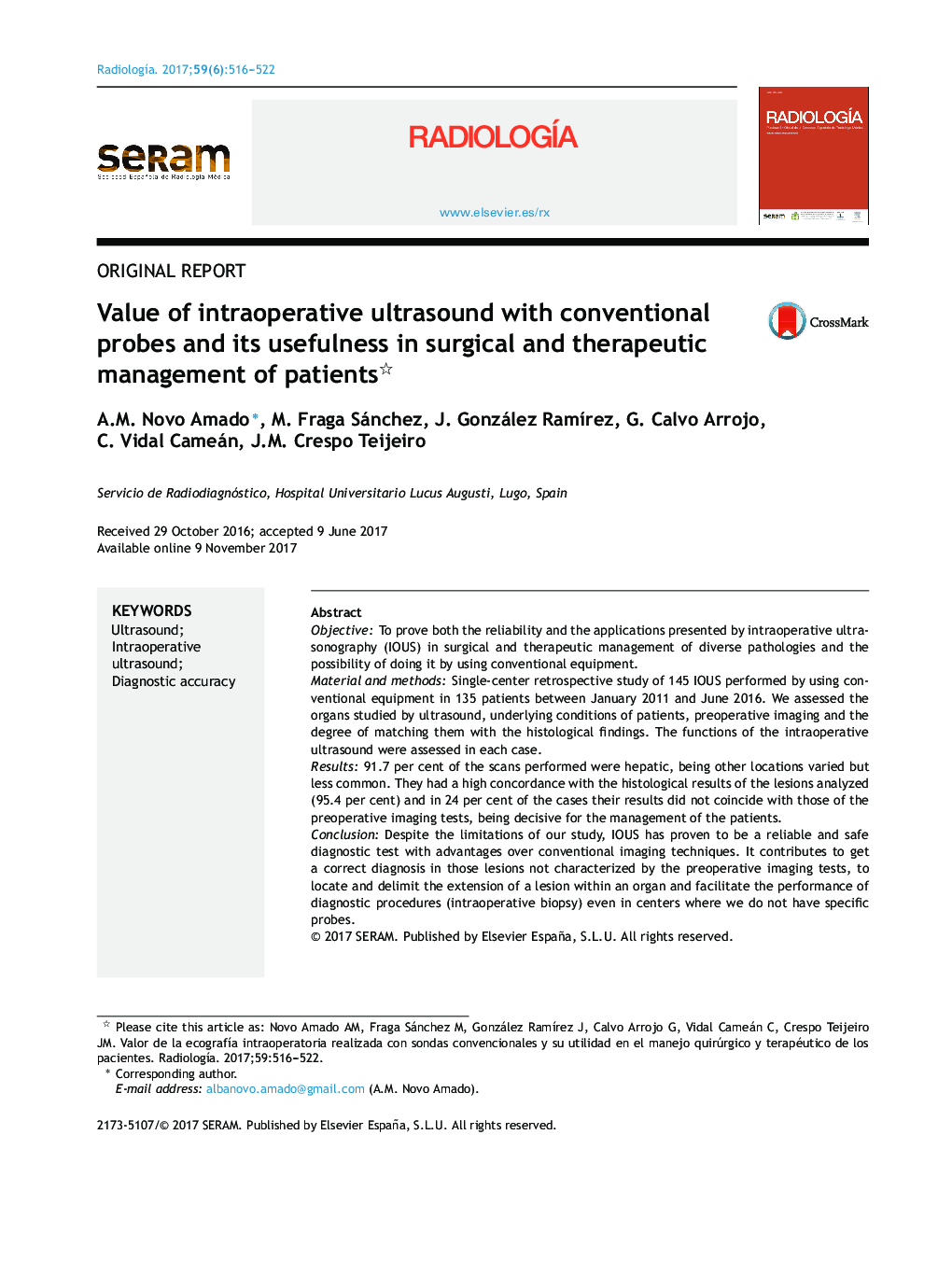 Value of intraoperative ultrasound with conventional probes and its usefulness in surgical and therapeutic management of patients