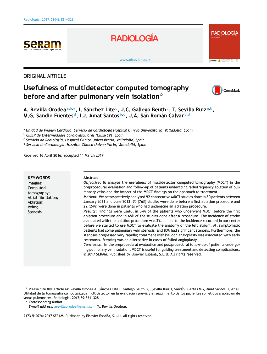 Usefulness of multidetector computed tomography before and after pulmonary vein isolation