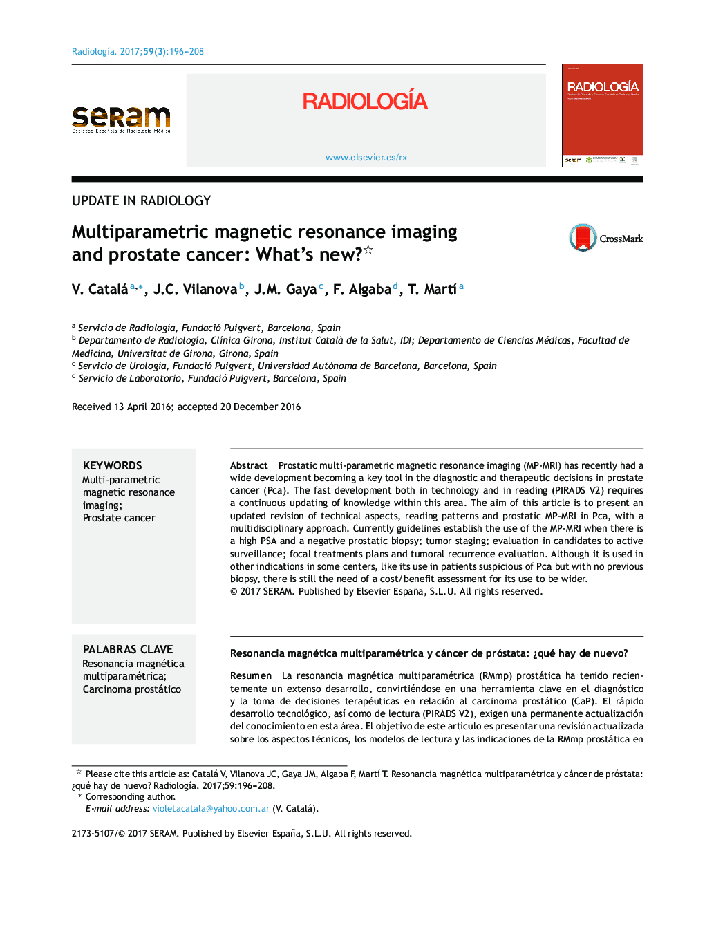 Multiparametric magnetic resonance imaging and prostate cancer: What's new?