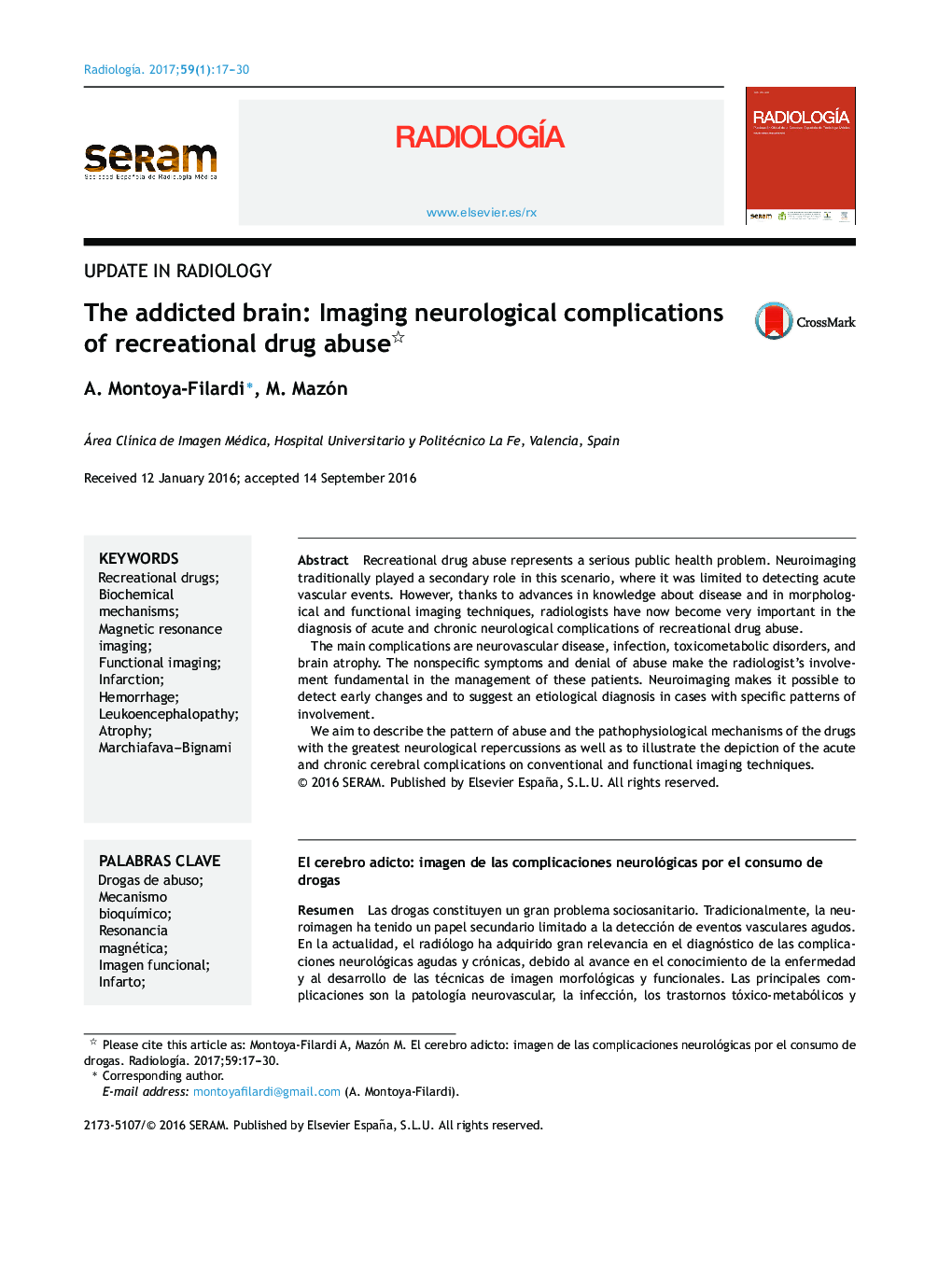 The addicted brain: Imaging neurological complications of recreational drug abuse