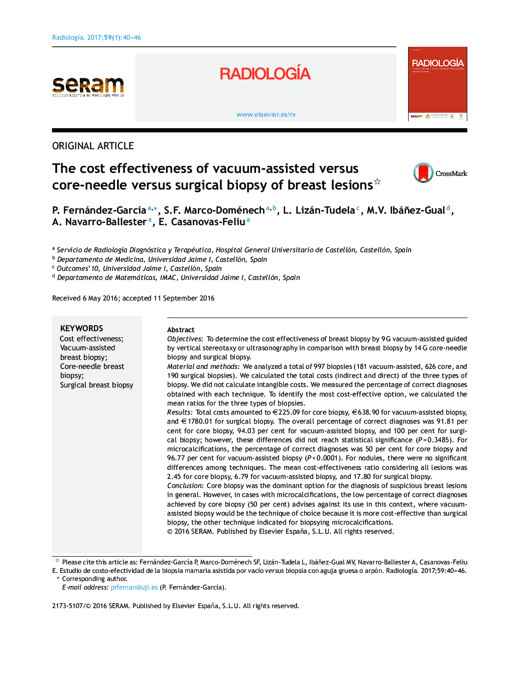 The cost effectiveness of vacuum-assisted versus core-needle versus surgical biopsy of breast lesions