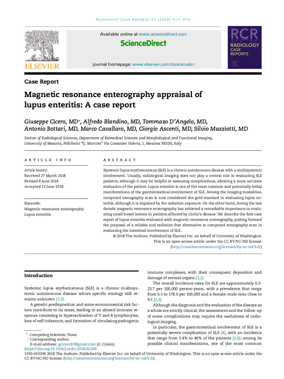 Magnetic resonance enterography appraisal of lupus enteritis: A case report