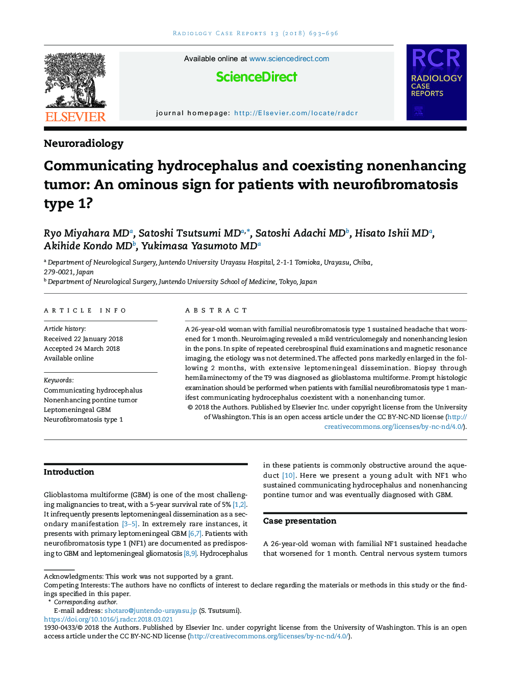 Communicating hydrocephalus and coexisting nonenhancing tumor: An ominous sign for patients with neurofibromatosis type 1?