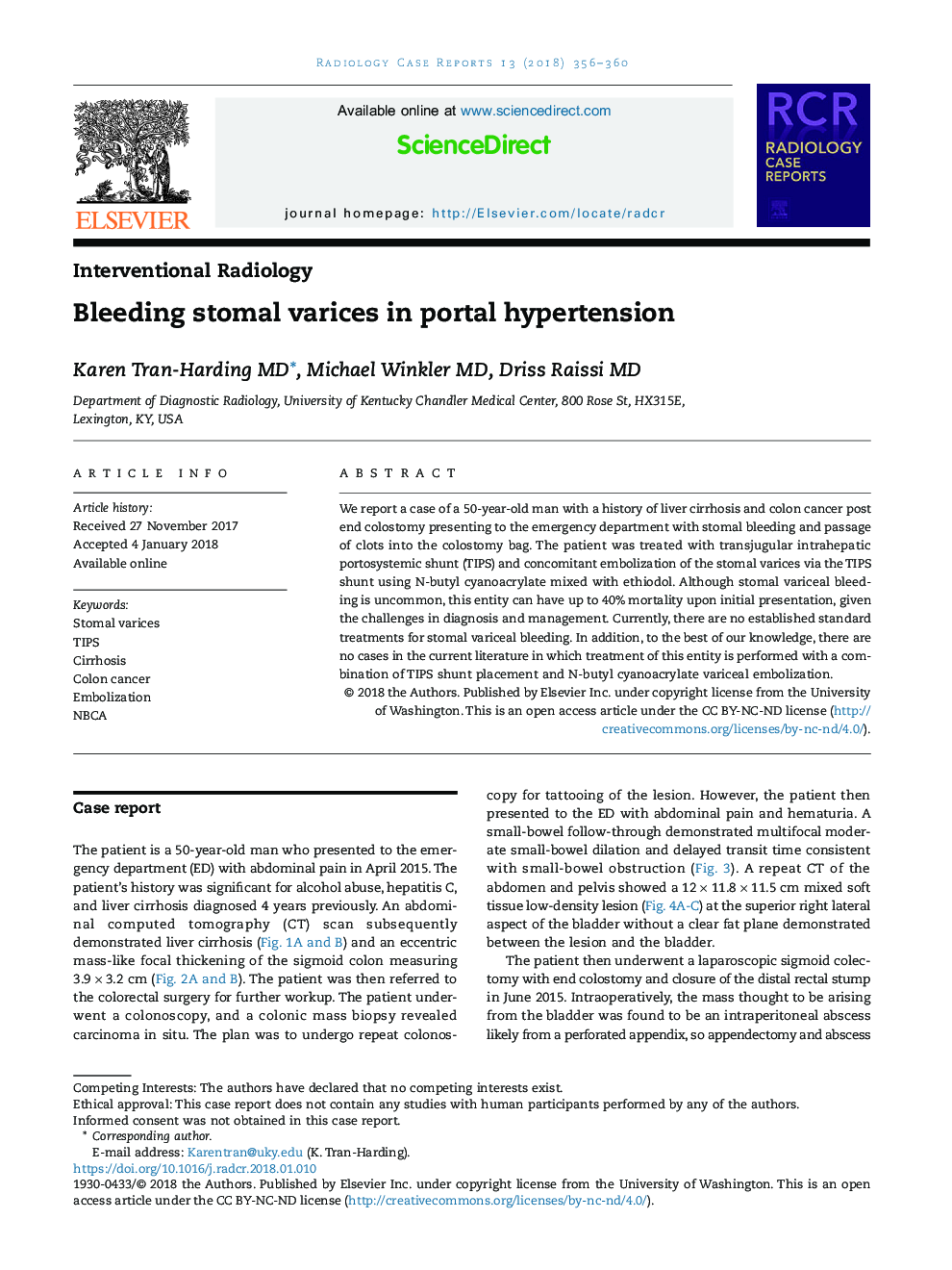 Bleeding stomal varices in portal hypertension