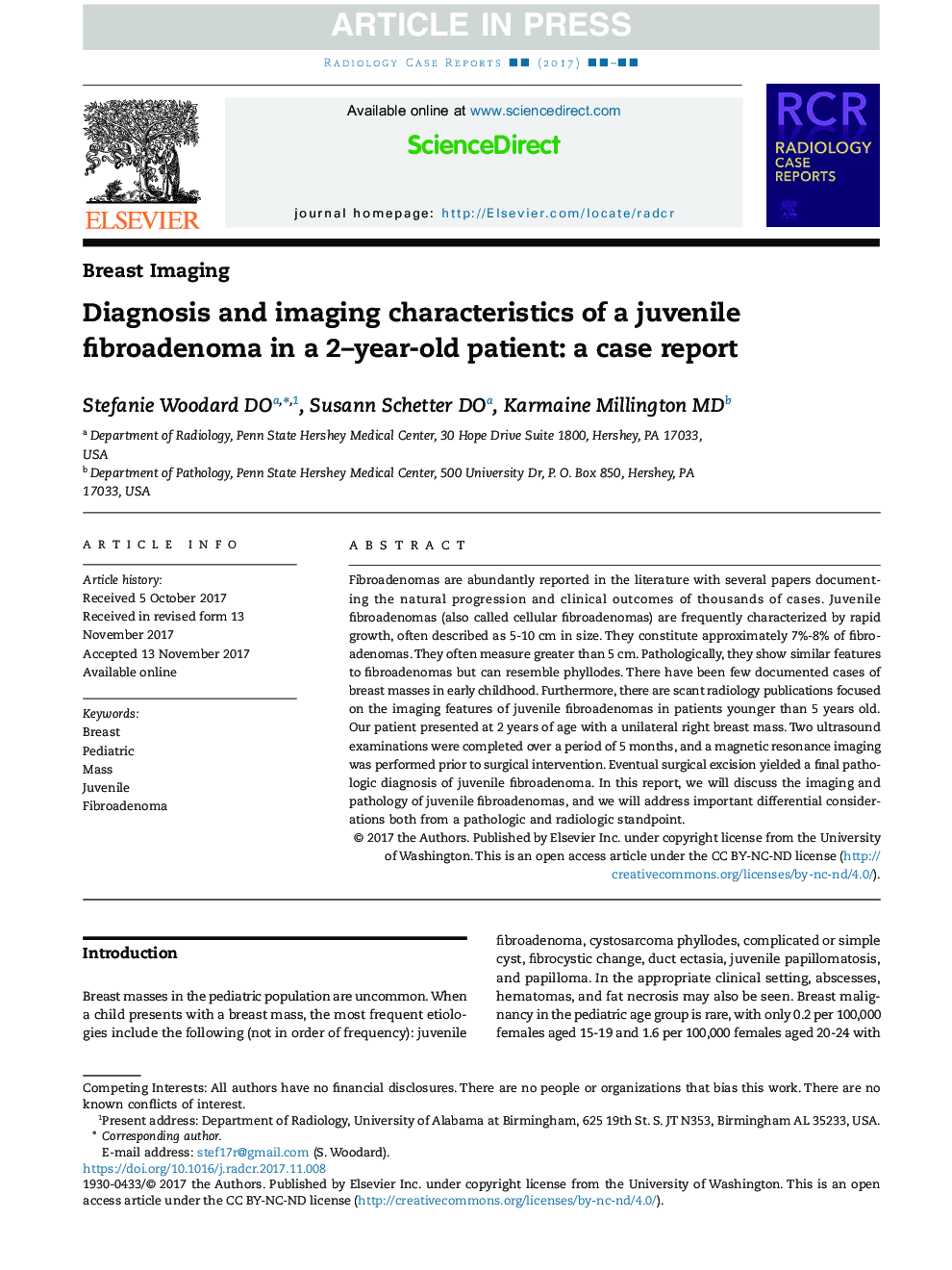 Diagnosis and imaging characteristics of a juvenile fibroadenoma in a 2-year-old patient: a case report