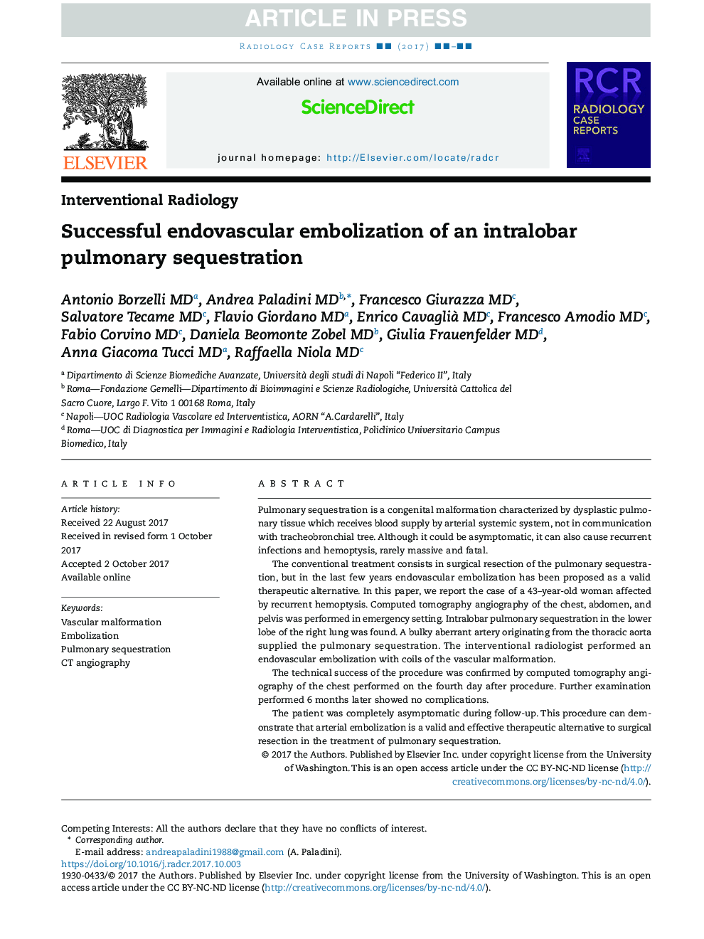 Successful endovascular embolization of an intralobar pulmonary sequestration