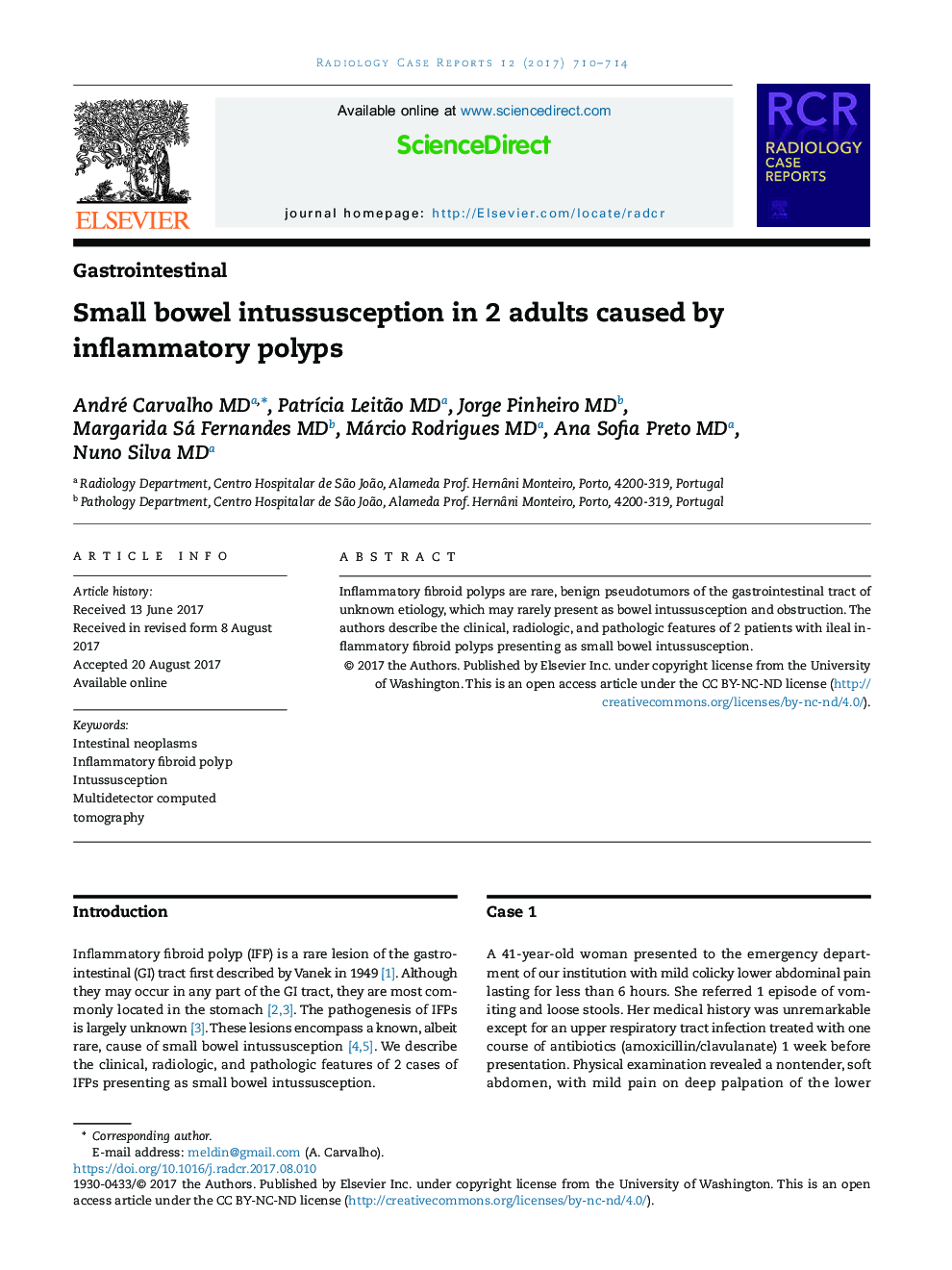 Small bowel intussusception in 2 adults caused by inflammatory polyps