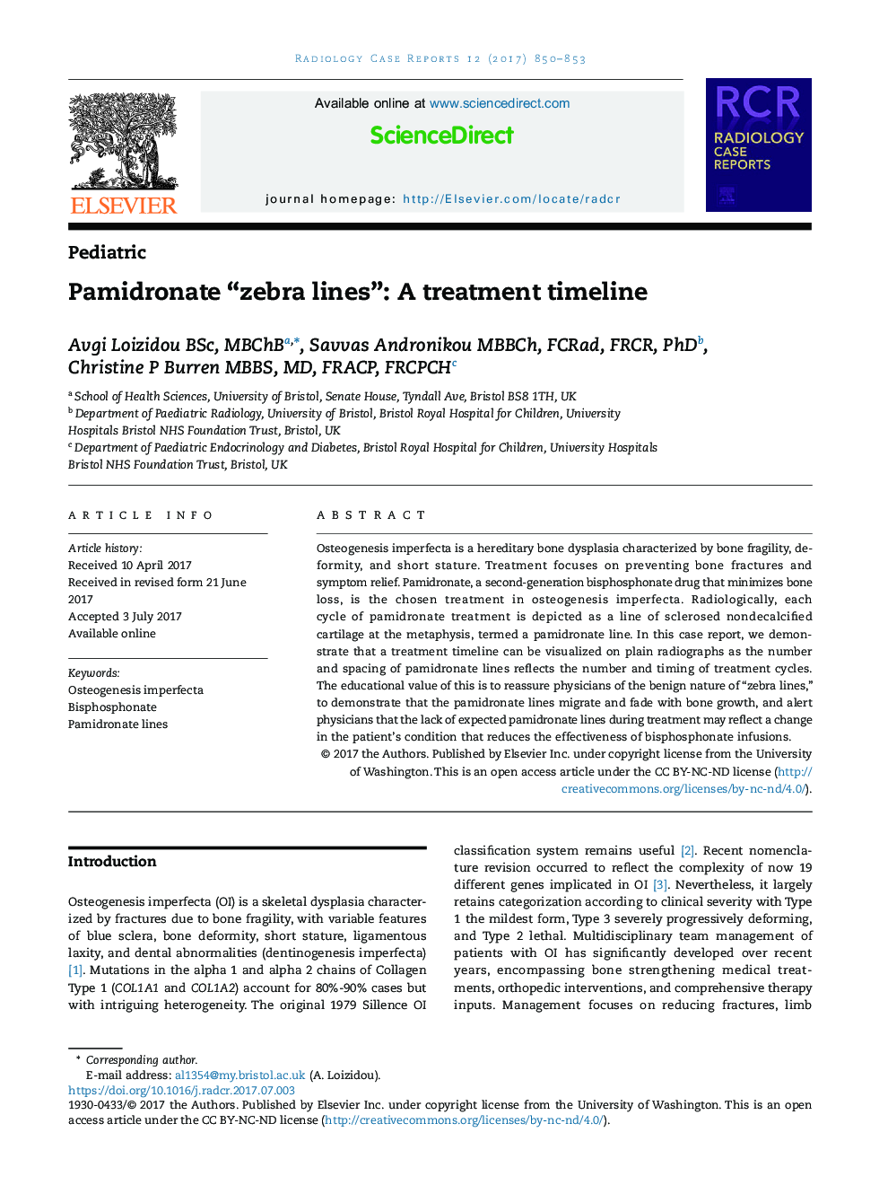 Pamidronate “zebra lines”: A treatment timeline