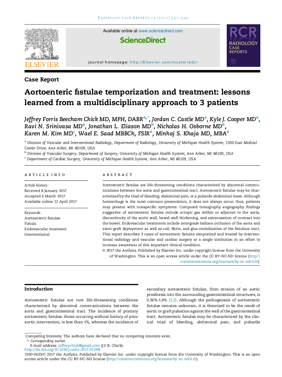 Aortoenteric fistulae temporization and treatment: lessons learned from a multidisciplinary approach to 3 patients