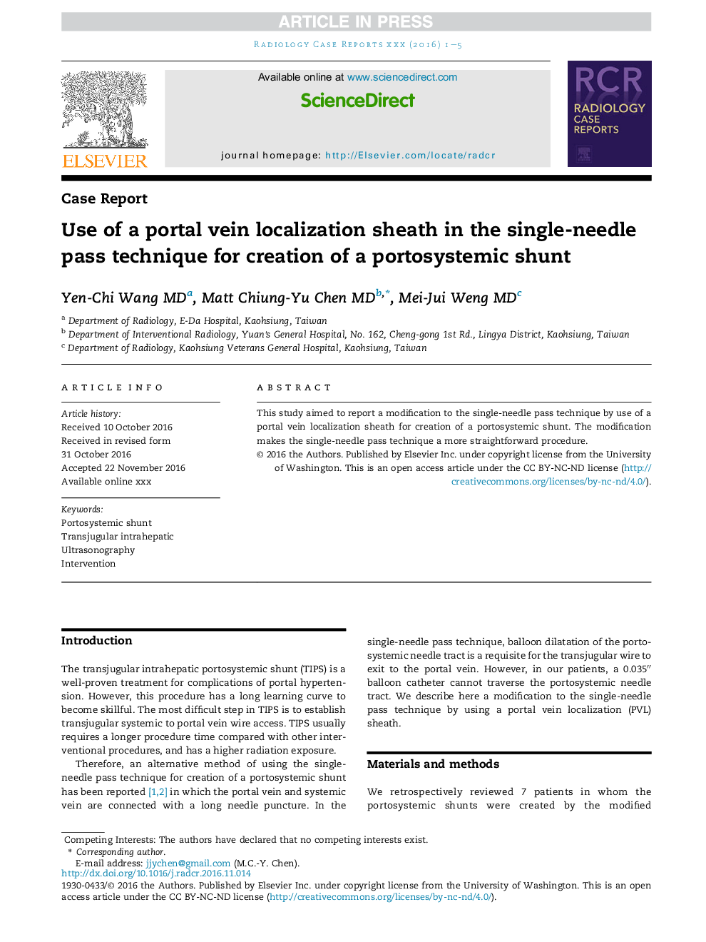 Use of a portal vein localization sheath in the single-needle pass technique for creation of a portosystemic shunt