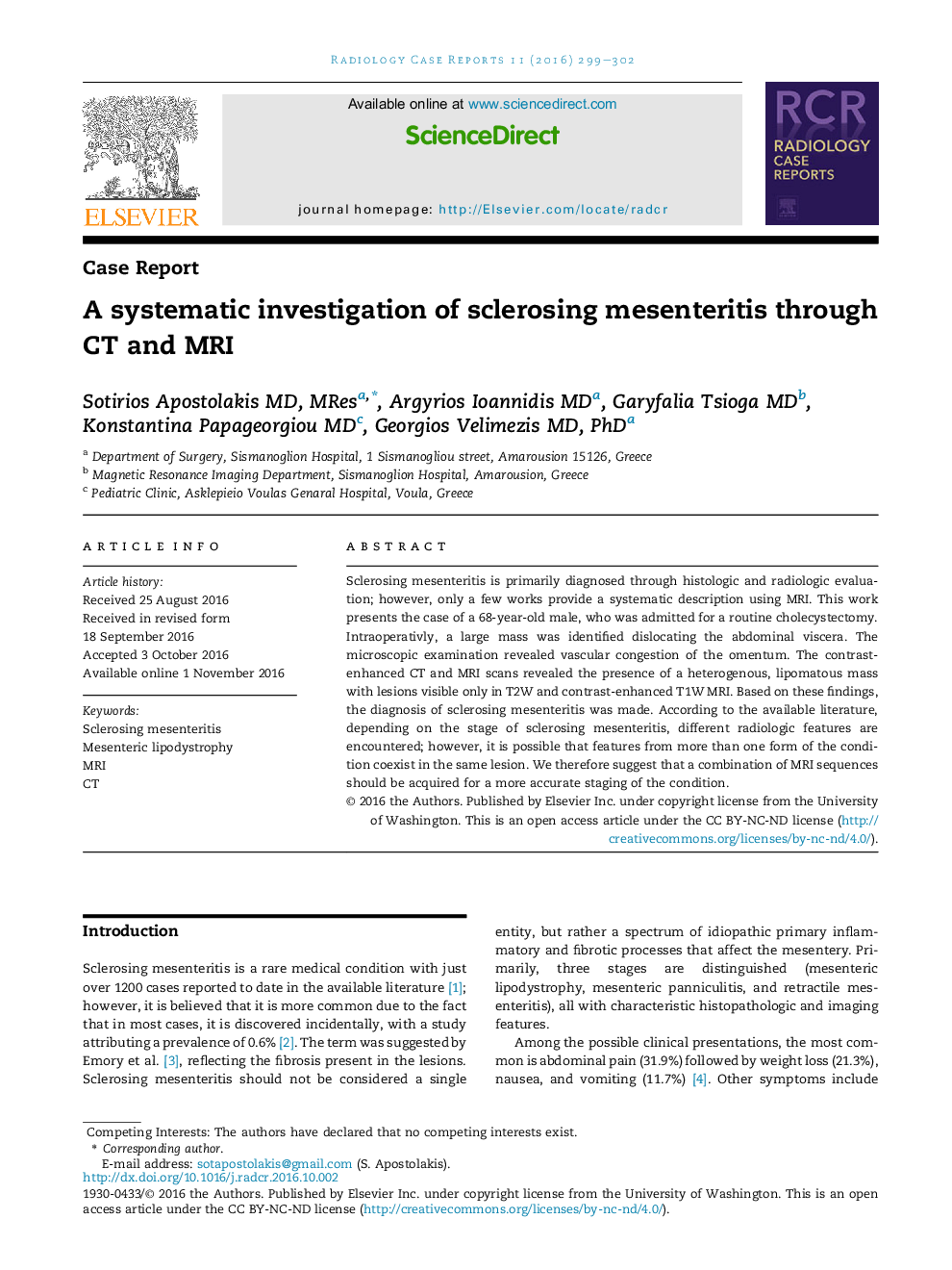 A systematic investigation of sclerosing mesenteritis through CT and MRI