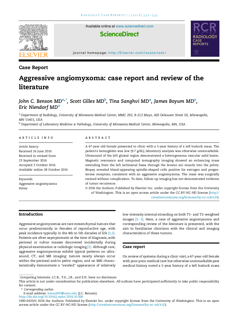 Aggressive angiomyxoma: case report and review of the literature