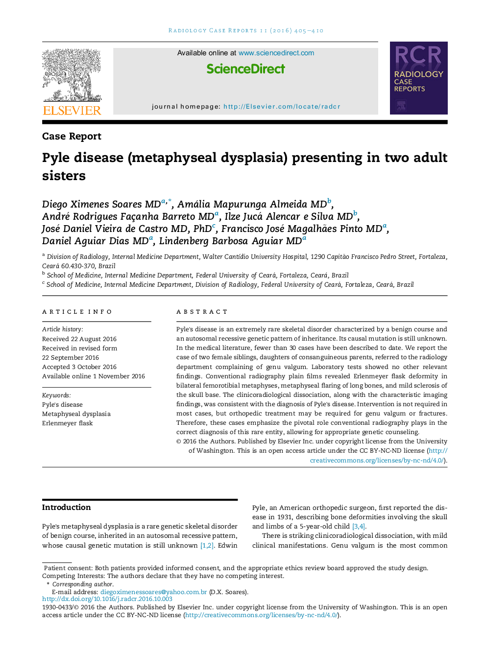 Pyle disease (metaphyseal dysplasia) presenting in two adult sisters