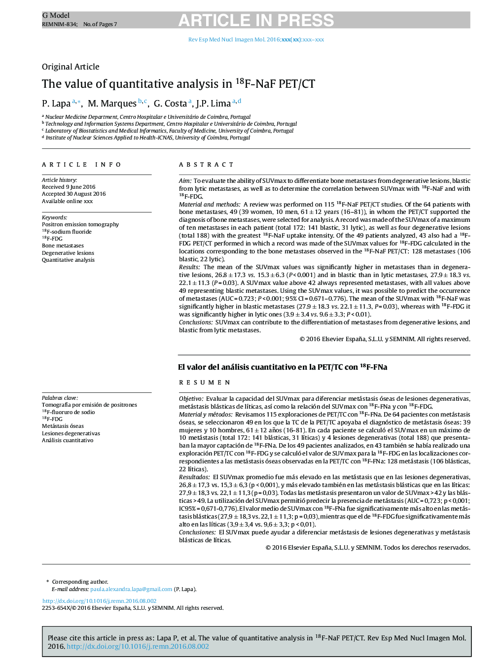 The value of quantitative analysis in 18F-NaF PET/CT