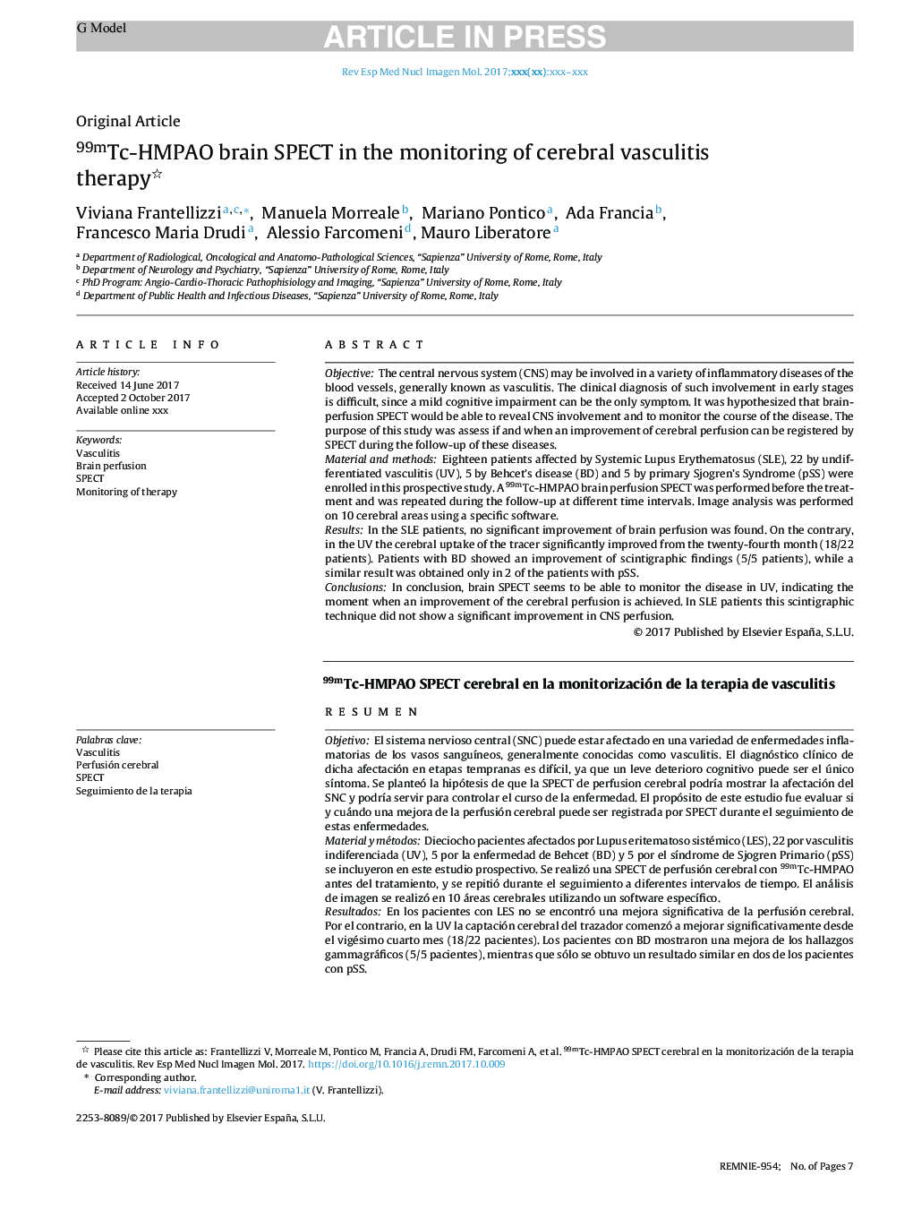 99mTc-HMPAO brain SPECT in the monitoring of cerebral vasculitis therapy