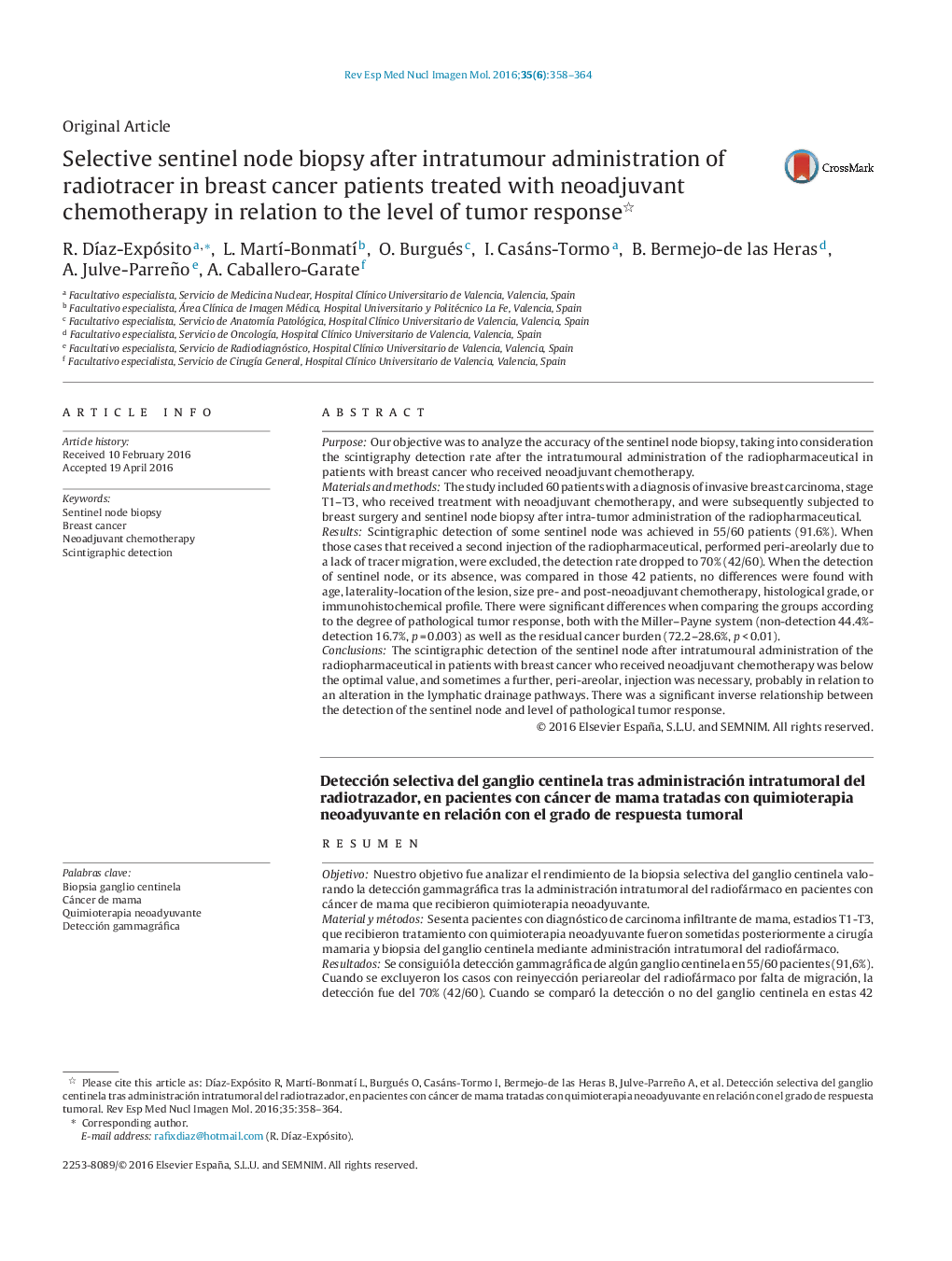 Selective sentinel node biopsy after intratumour administration of radiotracer in breast cancer patients treated with neoadjuvant chemotherapy in relation to the level of tumor response