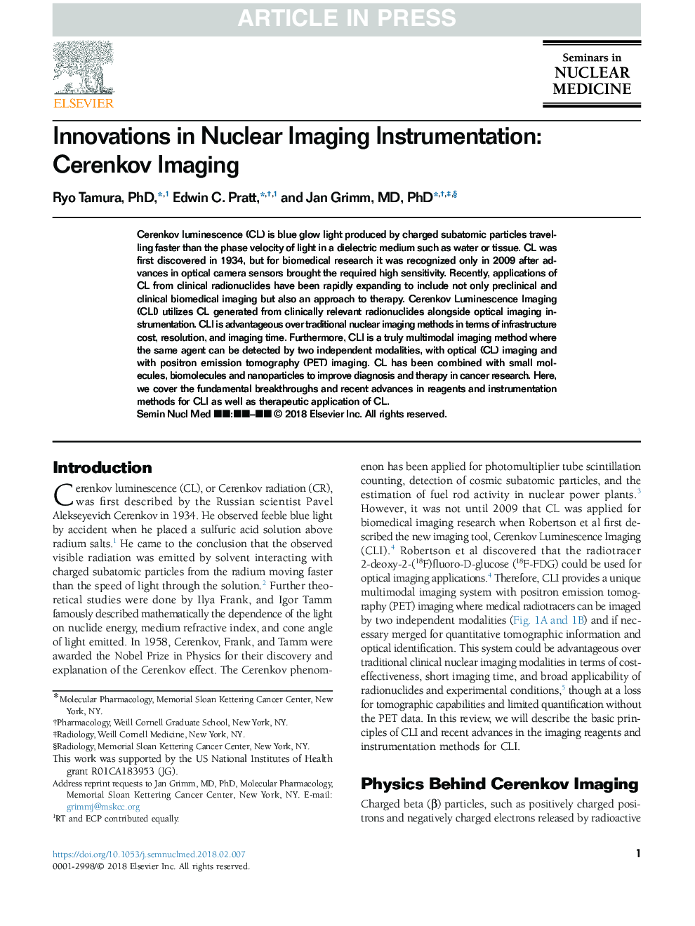 Innovations in Nuclear Imaging Instrumentation: Cerenkov Imaging
