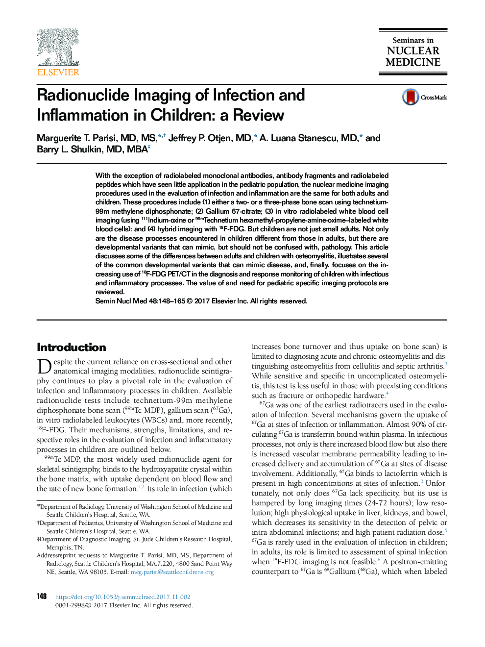 Radionuclide Imaging of Infection and Inflammation in Children: a Review