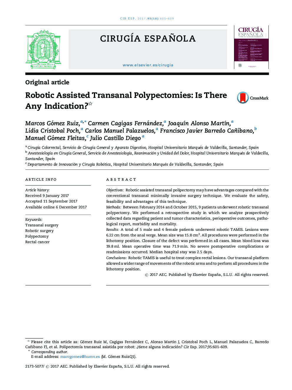 Robotic Assisted Transanal Polypectomies: Is There Any Indication?