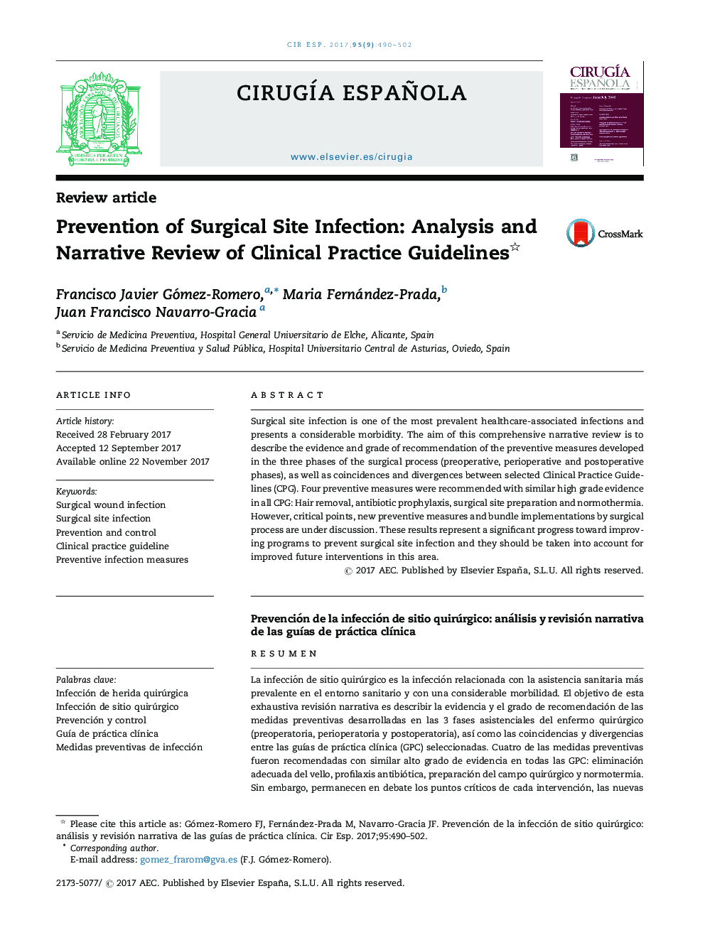 Prevention of Surgical Site Infection: Analysis and Narrative Review of Clinical Practice Guidelines