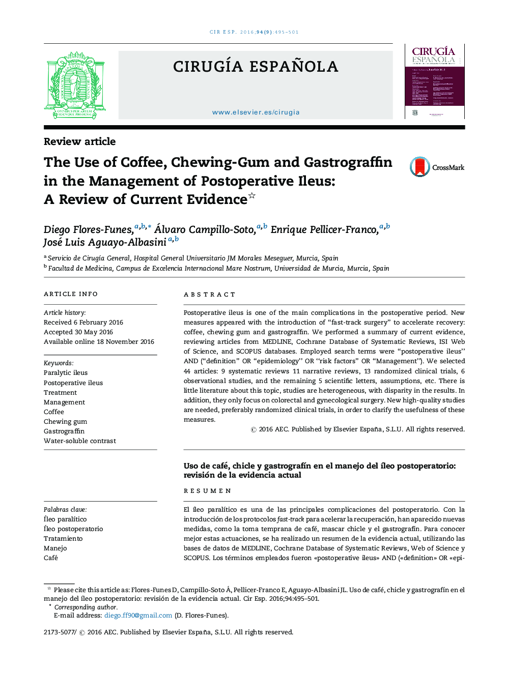 The Use of Coffee, Chewing-Gum and Gastrograffin in the Management of Postoperative Ileus: A Review of Current Evidence