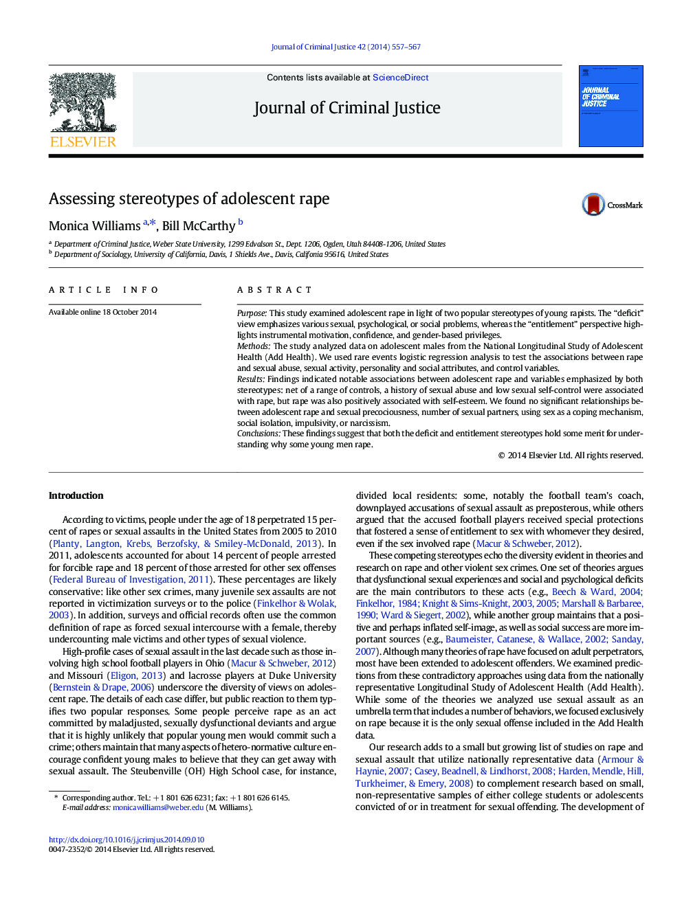 Assessing stereotypes of adolescent rape