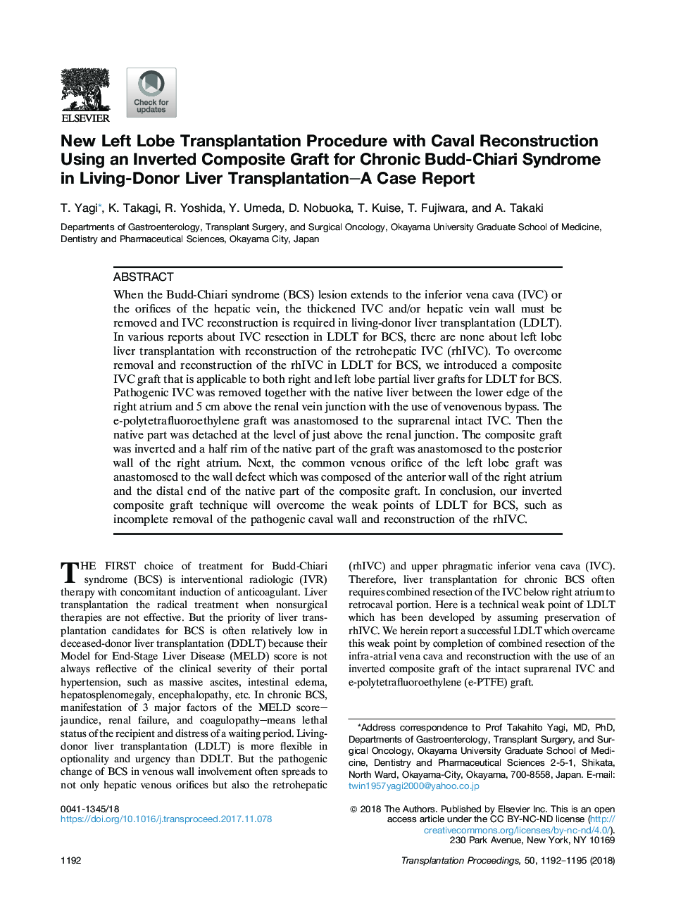 New Left Lobe Transplantation Procedure with Caval Reconstruction Using an Inverted Composite Graft for Chronic Budd-Chiari Syndrome in Living-Donor Liver Transplantation-A Case Report