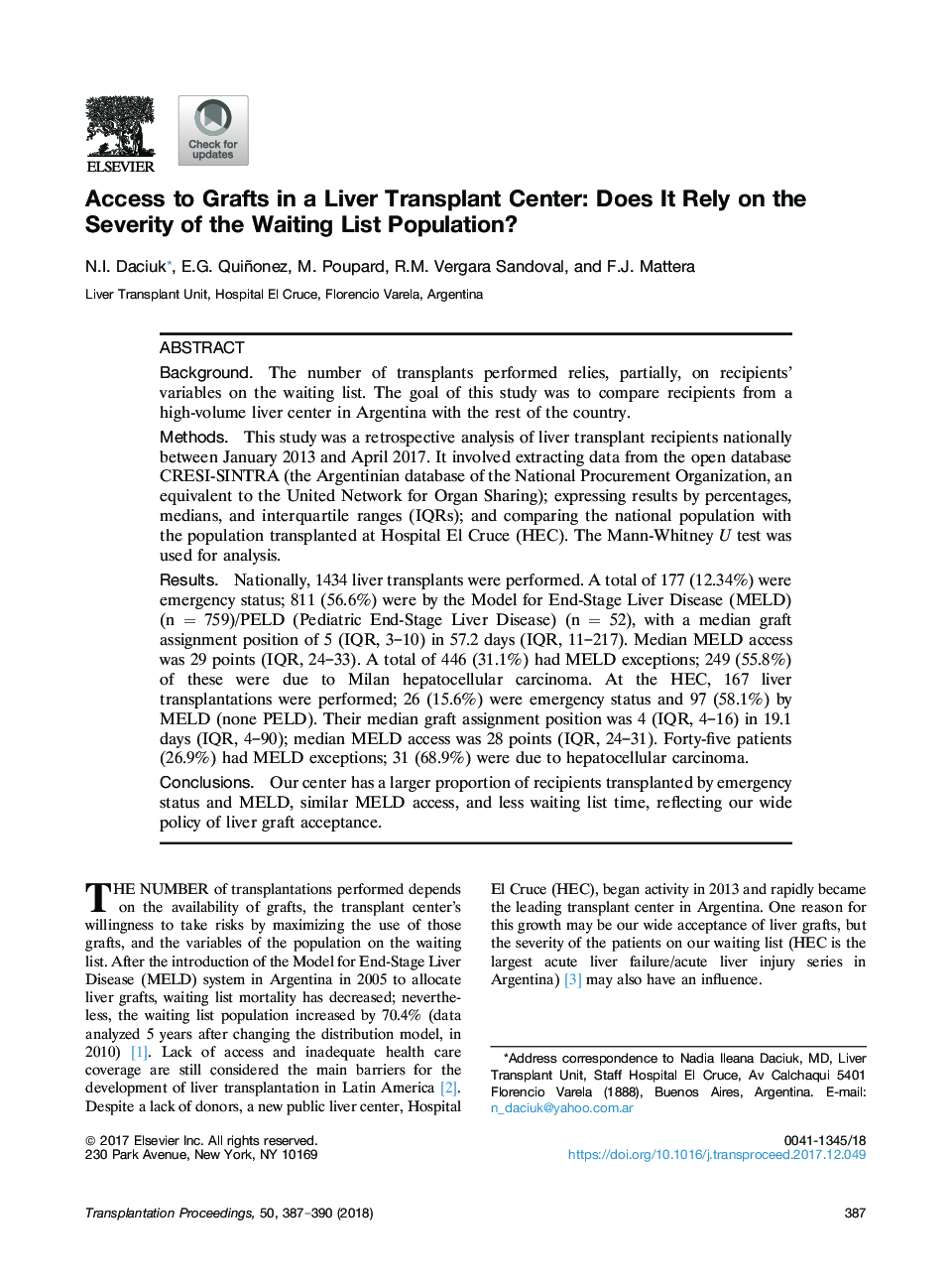 Access to Grafts in a Liver Transplant Center: Does It Rely on the Severity of the Waiting List Population?