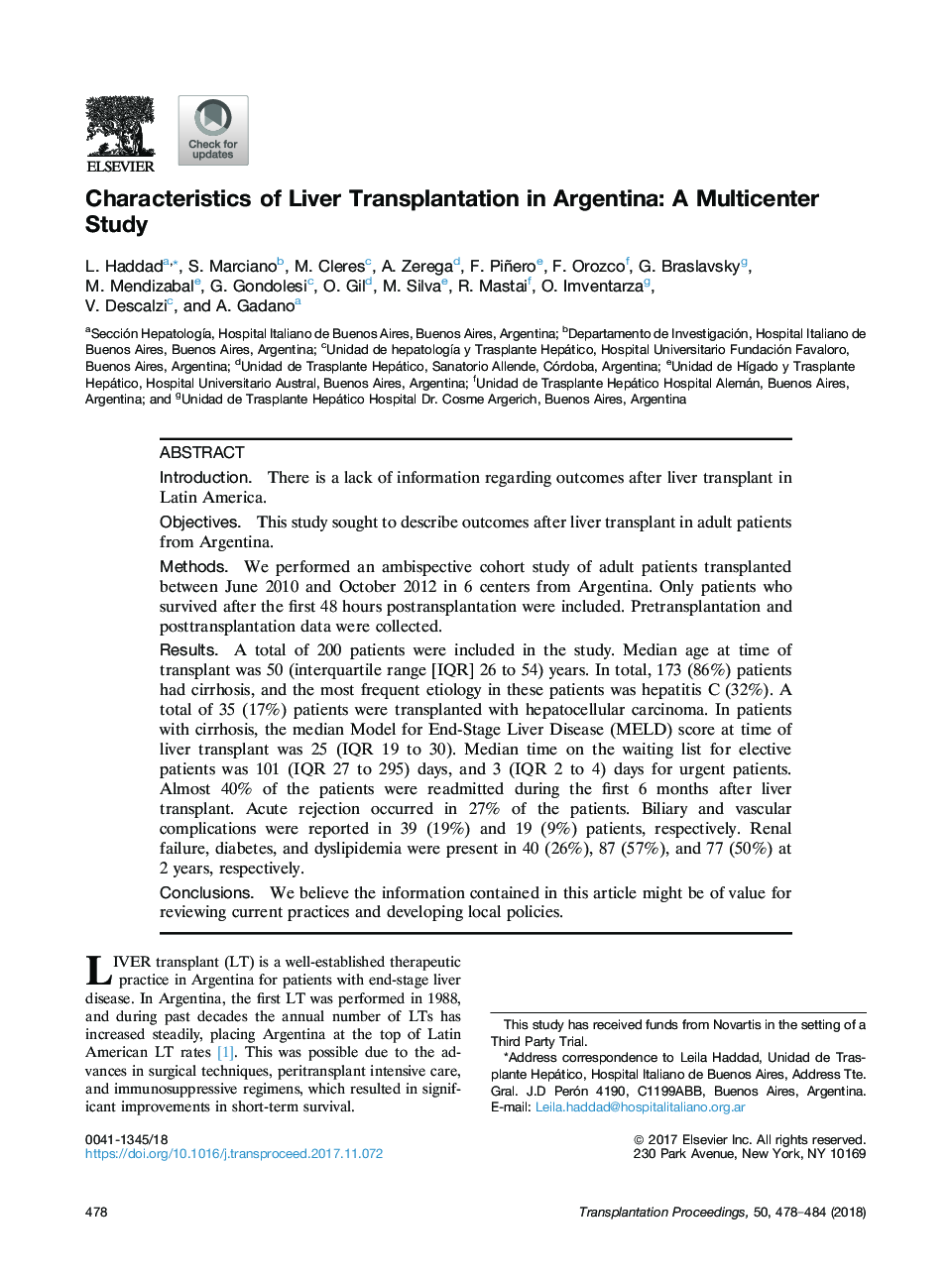 خصوصیات پیوند کبد در آرژانتین: مطالعات چند کانونی 