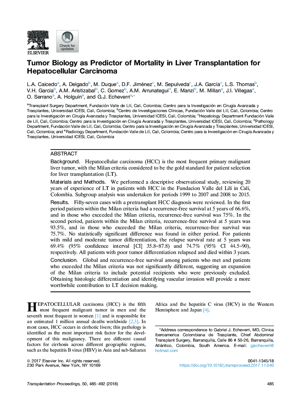 Tumor Biology as Predictor of Mortality in Liver Transplantation for Hepatocellular Carcinoma