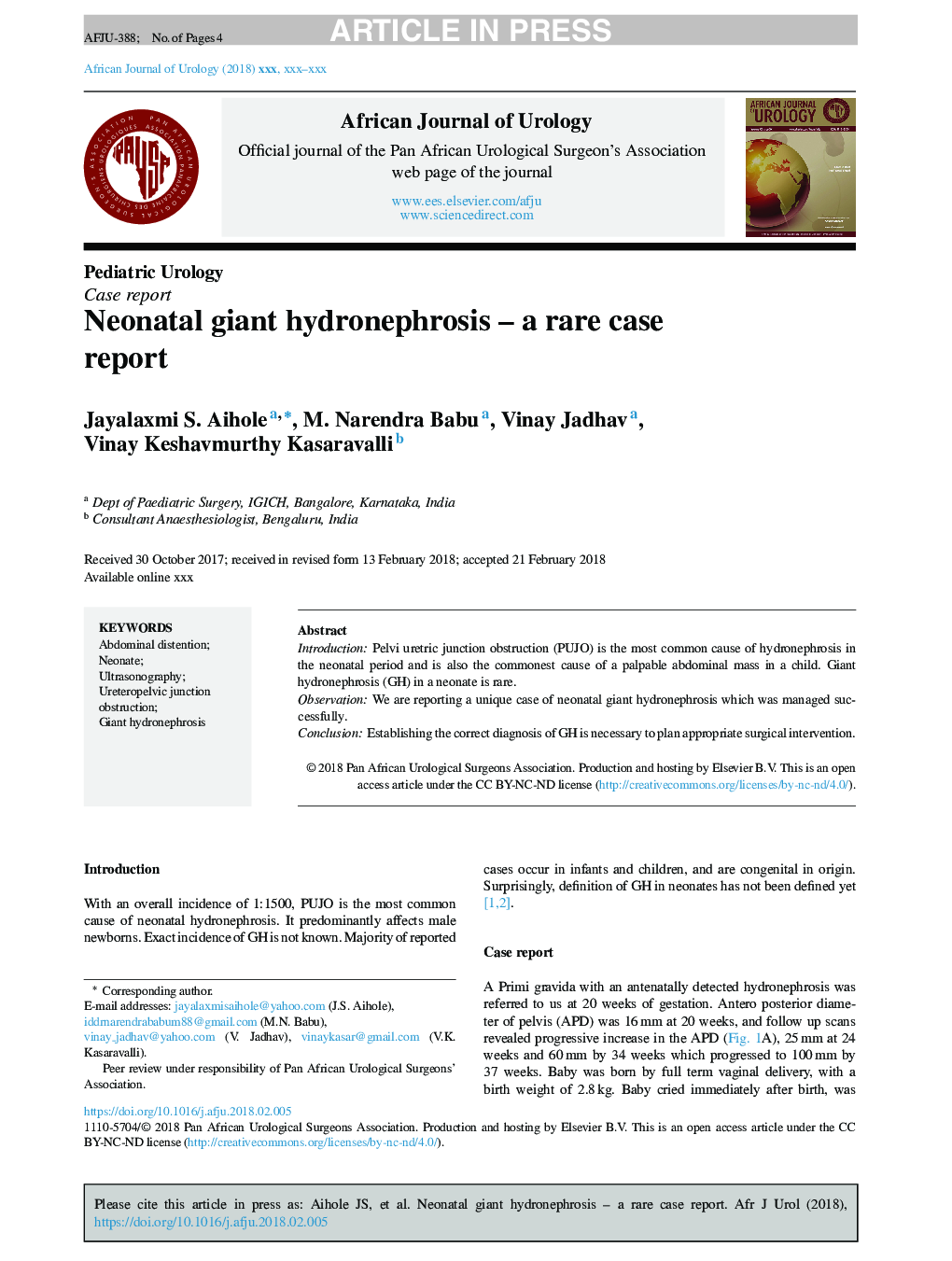 Neonatal giant hydronephrosis - a rare case report