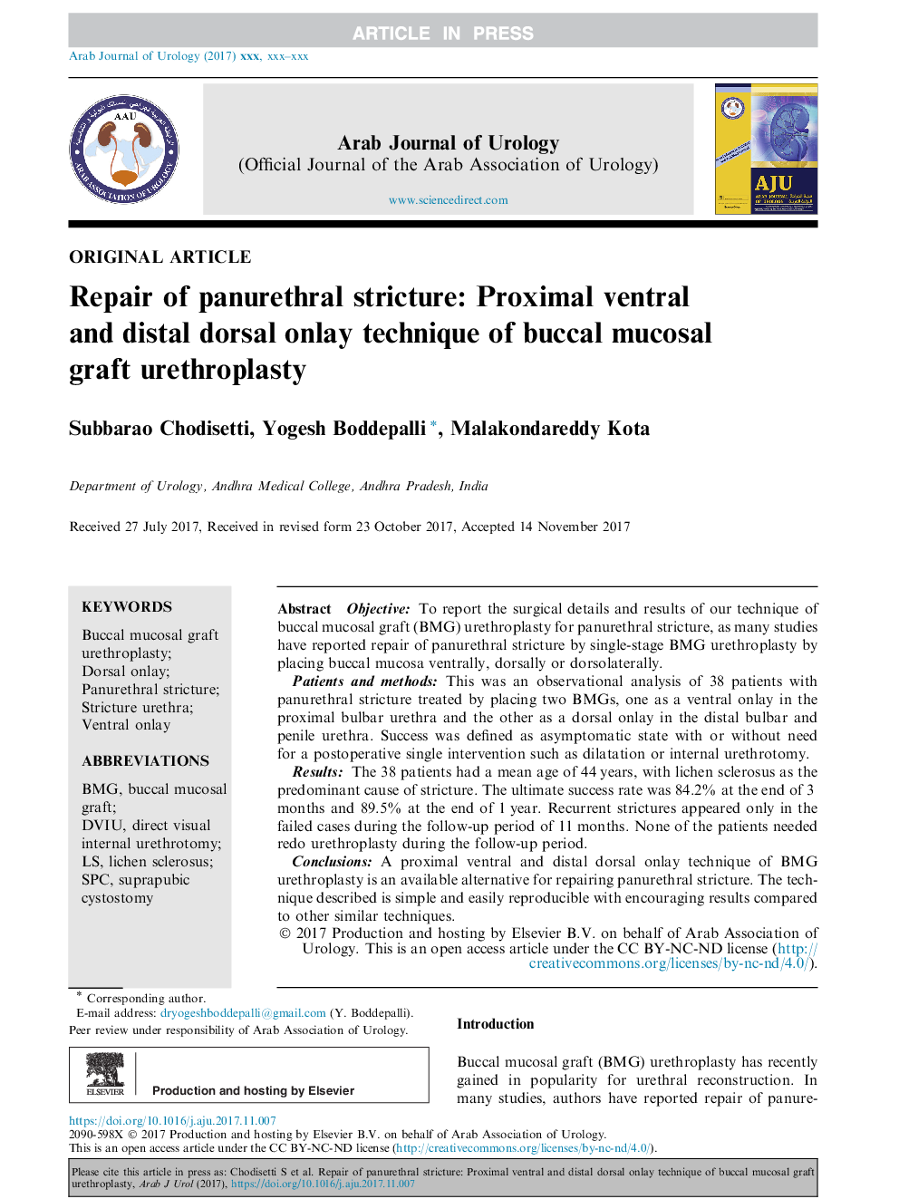 Repair of panurethral stricture: Proximal ventral and distal dorsal onlay technique of buccal mucosal graft urethroplasty