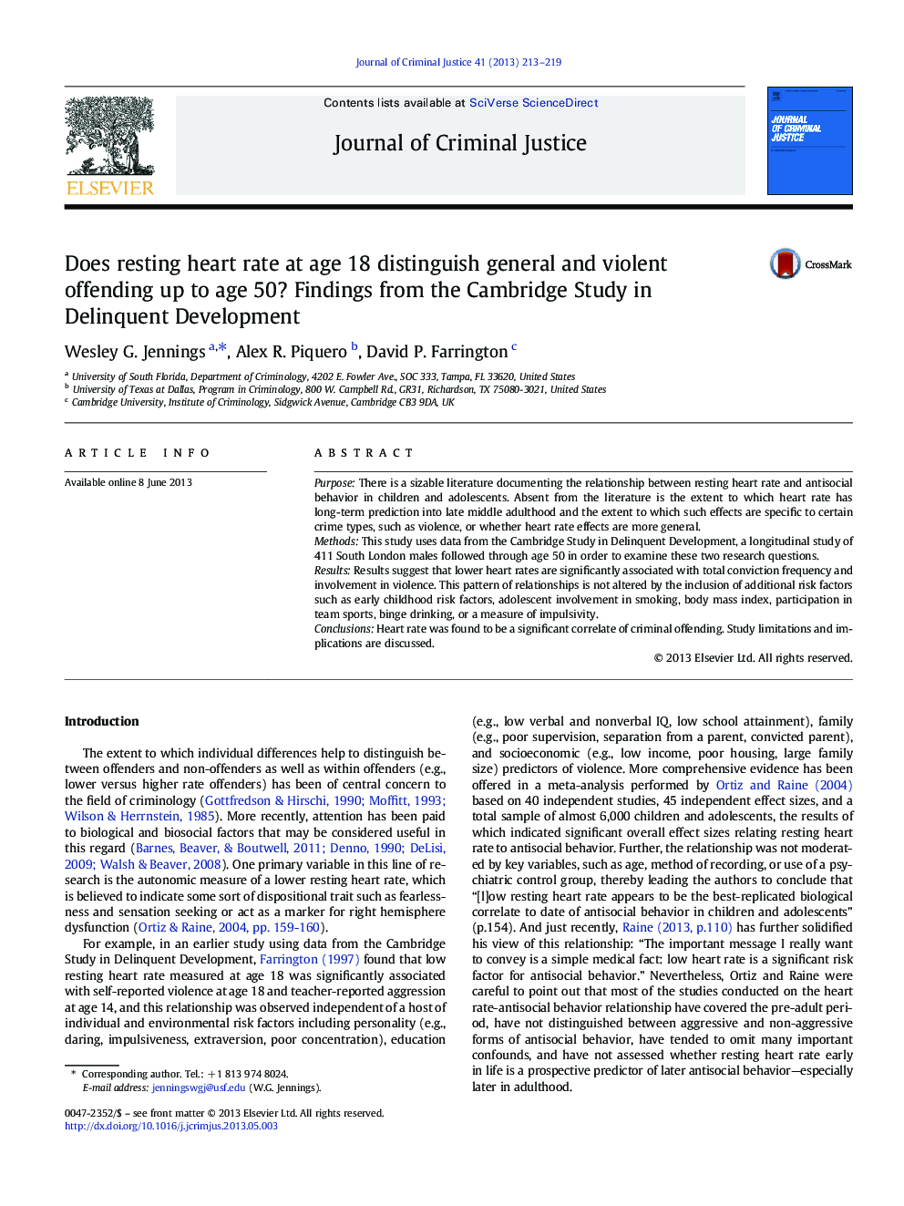 Does resting heart rate at age 18 distinguish general and violent offending up to age 50? Findings from the Cambridge Study in Delinquent Development