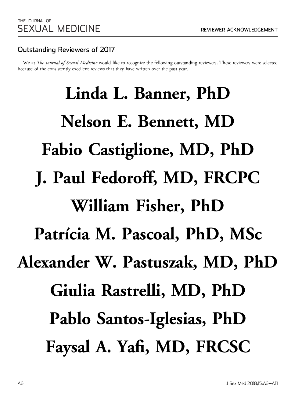 Outstanding Reviewers of 2017