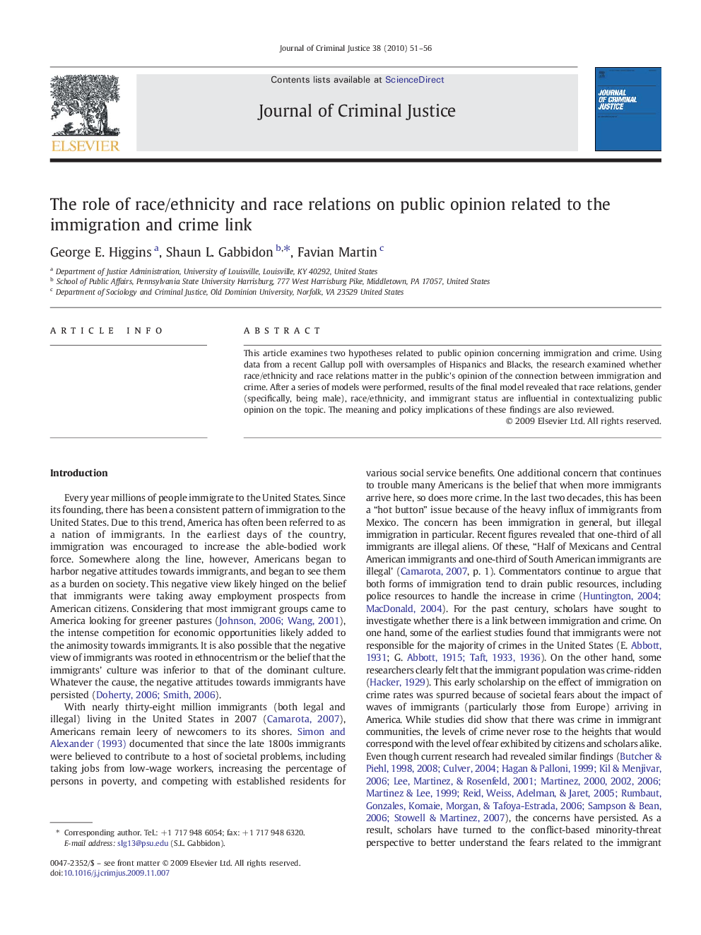 The role of race/ethnicity and race relations on public opinion related to the immigration and crime link