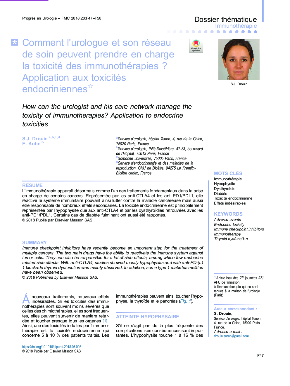 Comment l'urologue et son réseau de soin peuvent prendre en charge la toxicité des immunothérapiesÂ ? Application aux toxicités endocriniennes