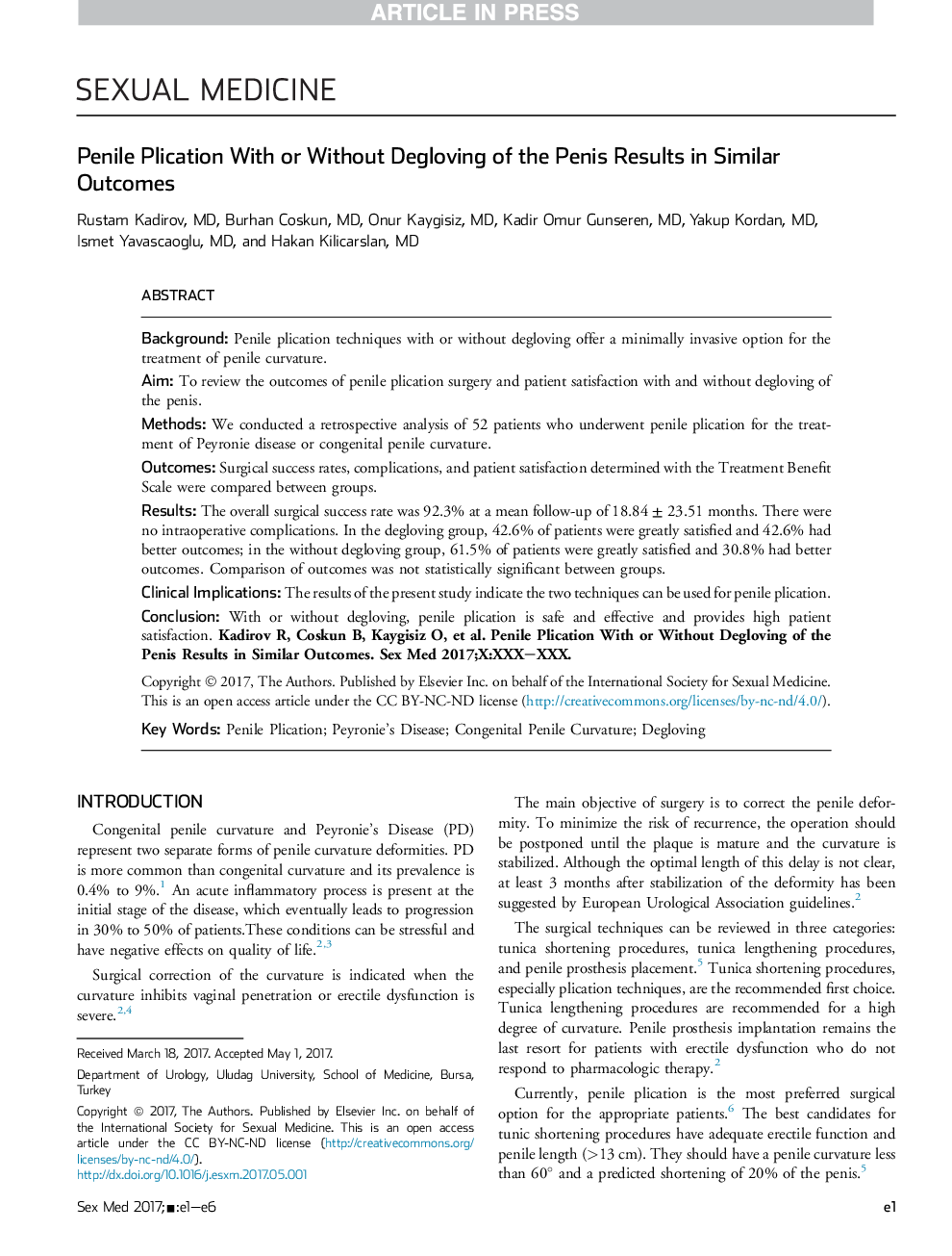 Penile Plication With or Without Degloving of the Penis Results in Similar Outcomes