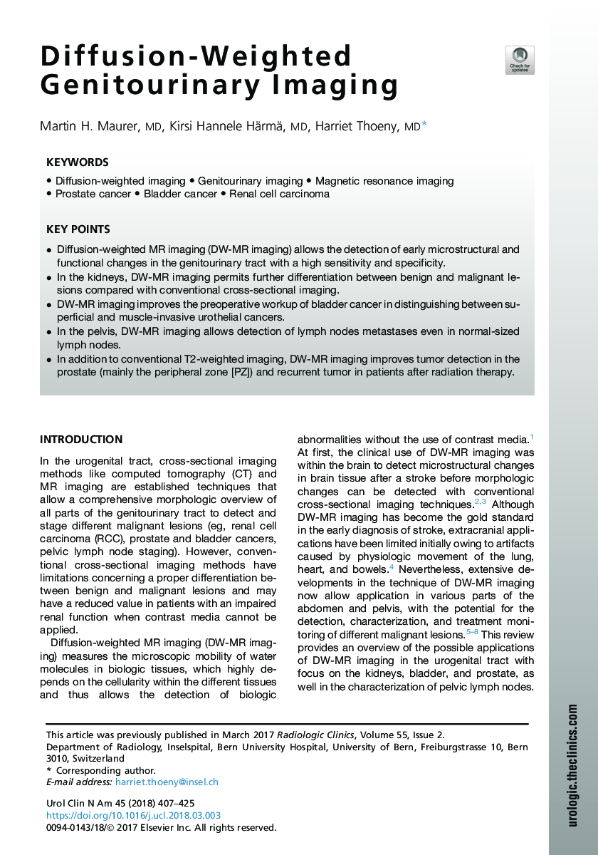 Diffusion-Weighted Genitourinary Imaging