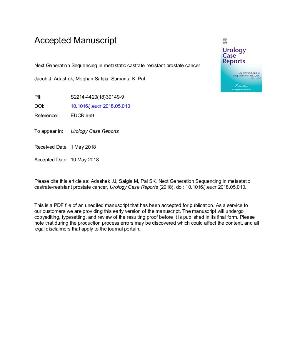 Next Generation Sequencing in metastatic castrate-resistant prostate cancer