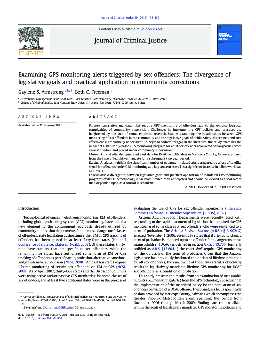 Examining GPS monitoring alerts triggered by sex offenders: The divergence of legislative goals and practical application in community corrections