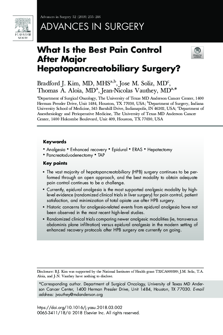 What Is the Best Pain Control After Major Hepatopancreatobiliary Surgery?