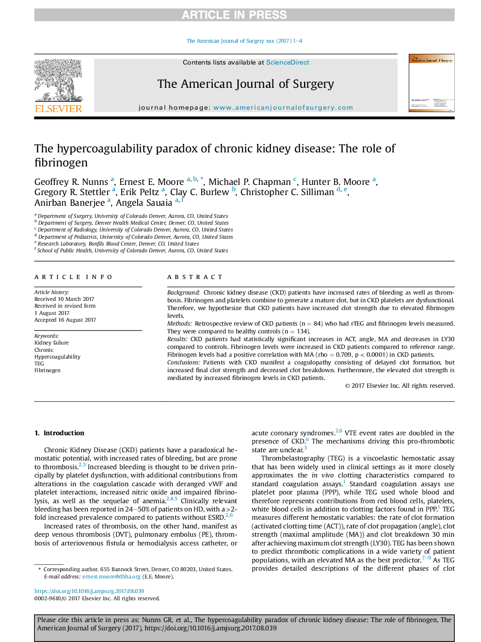 The hypercoagulability paradox of chronic kidney disease: The role of fibrinogen