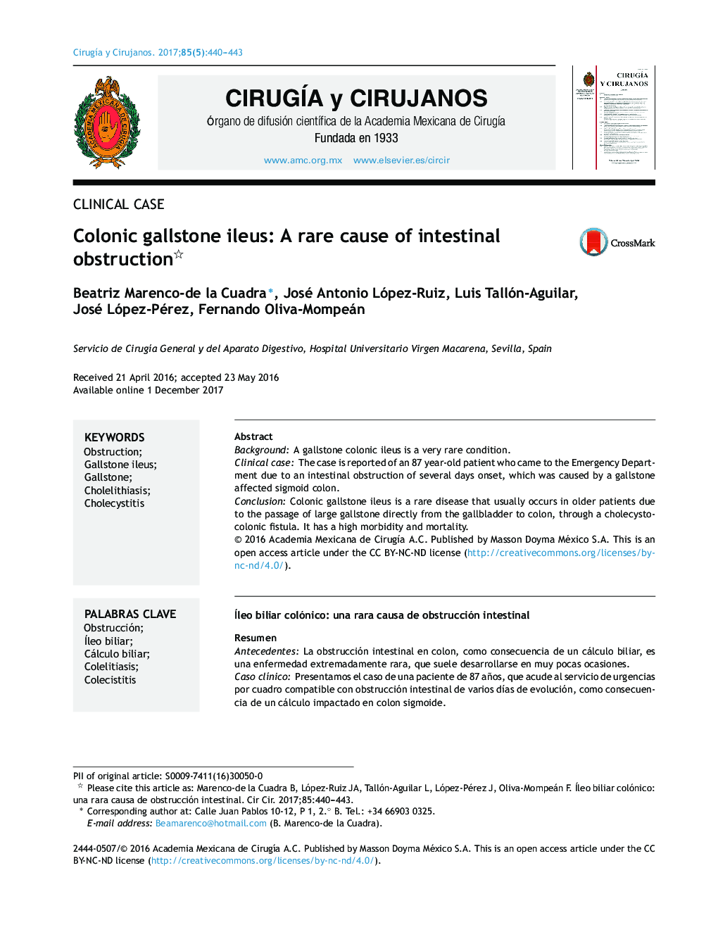 Colonic gallstone ileus: A rare cause of intestinal obstruction